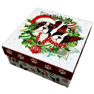 Molly & Rex French Bulldog Christmas Wreath Treat / Gift Box, Medium (19968)